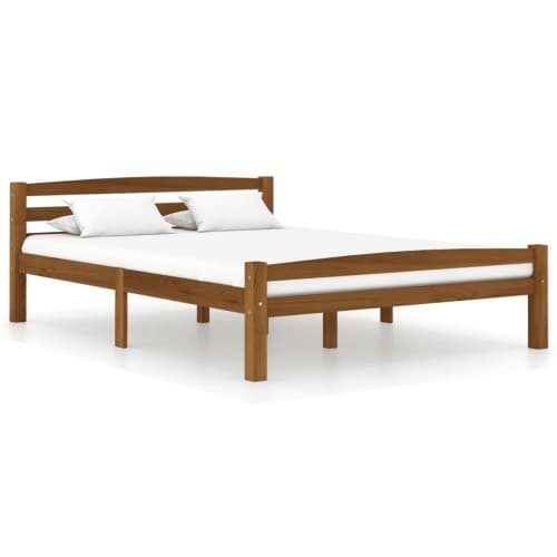 Sängram utan madrass honungsbrun massiv furu 120x200 cm