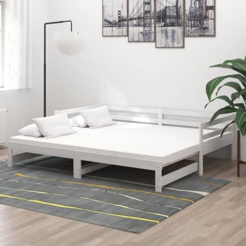 Dagbädd utdragbar vit massiv furu 2x(90x200) cm