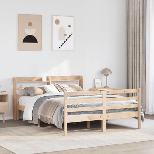 Sängram med huvudgavel 140x190 cm massiv furu