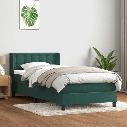 Ramsäng med madrass mörkgrön 80x220 cm sammet