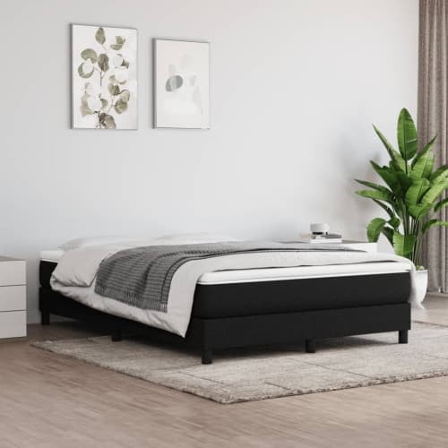 Ramsäng med madrass svart 160x200 cm tyg
