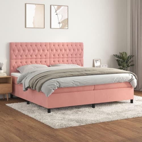 Ramsäng med madrass rosa 200x200 cm sammet
