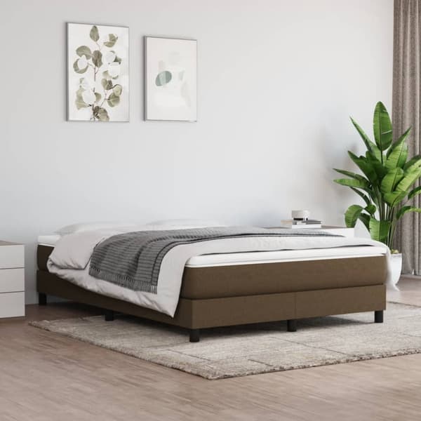Ramsäng med madrass mörkbrun 140x190 cm tyg