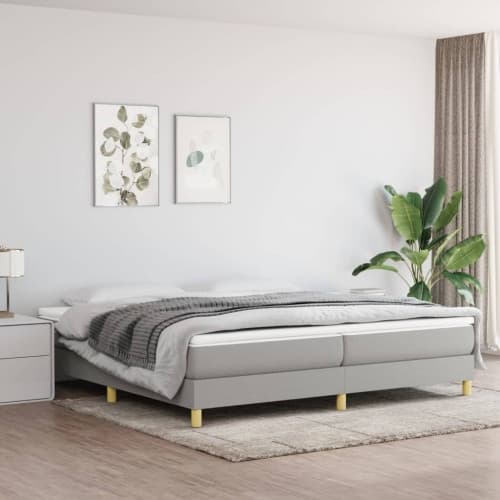 Ramsäng med madrass ljusgrå 200x200 cm tyg