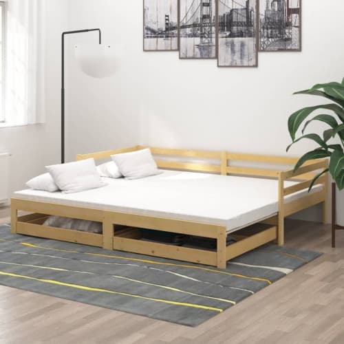 Dagbädd utdragbar 2x(90x200) cm massiv furu