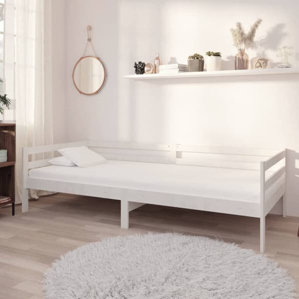 Dagbädd med madrass vit 90x200 cm massiv furu