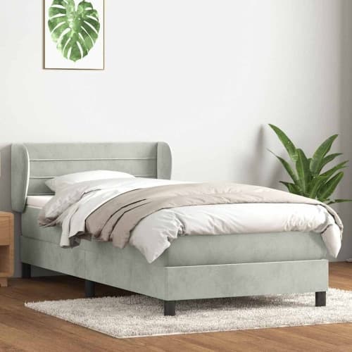 Ramsäng med madrass ljusgrå 80x220 cm sammet