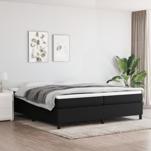 Ramsäng med madrass svart 200x200 cm tyg