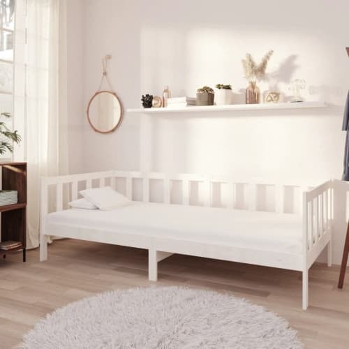 Dagbädd med madrass 90x200 cm vit massiv furu