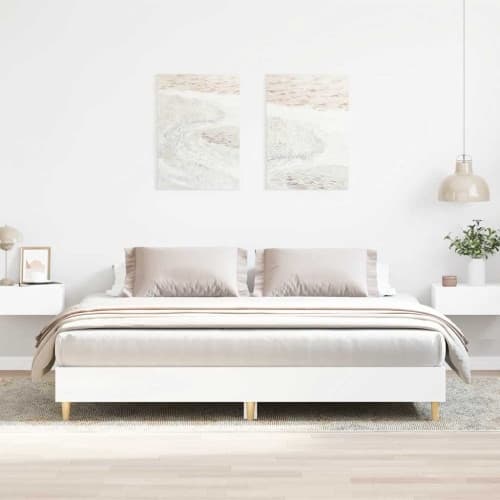 Sängram utan madrass vit 200x200 cm konstruerat trä