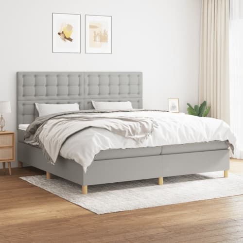Ramsäng med madrass ljusgrå 200x200 cm tyg