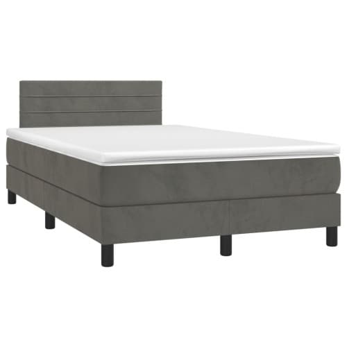 Ramsäng med madrass & LED mörkgrå 120x190 cm sammet