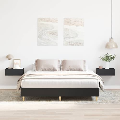 Sängram utan madrass svart 150x200 cm konstruerat trä