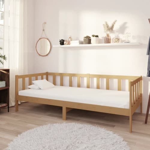 Dagbädd med madrass 90x200 cm honungsbrun massiv furu
