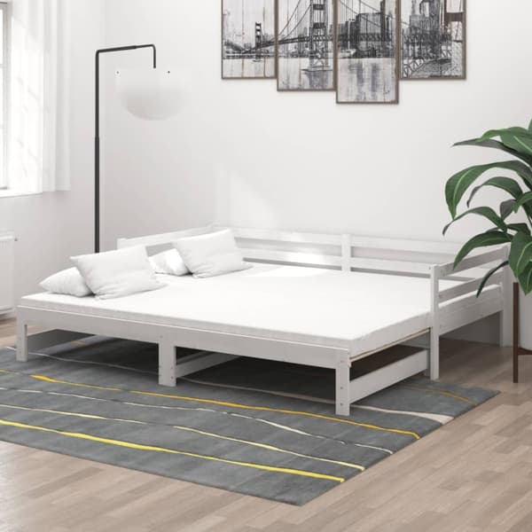 Dagbädd utdragbar 2x(90x200) cm vit massiv furu