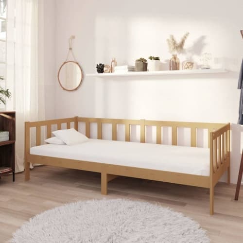 Dagbädd med madrass 90x200 cm honungsbrun massiv furu