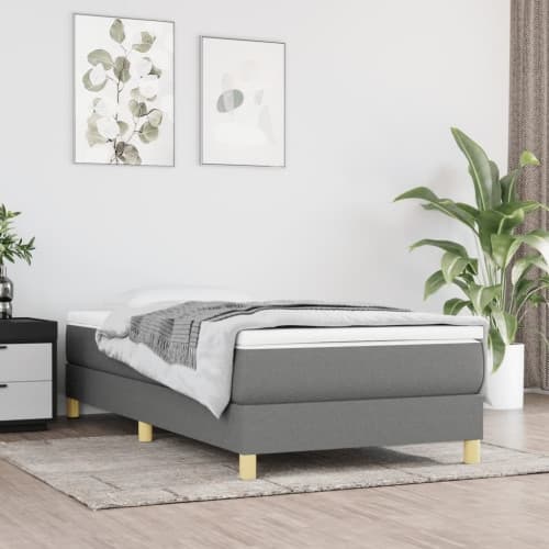 Ramsäng med madrass mörkgrå 100x200 cm tyg