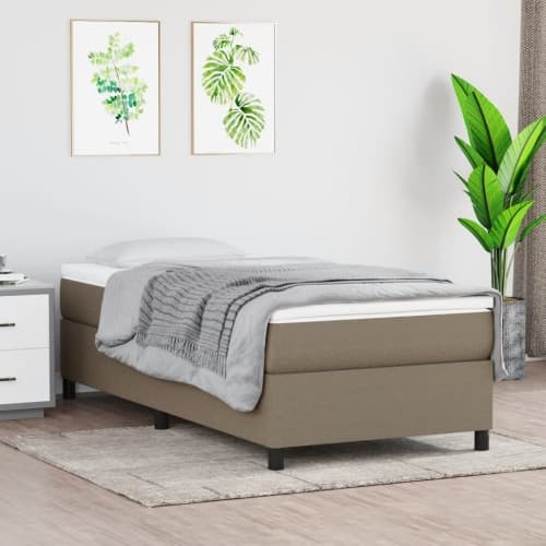 Ramsäng med madrass taupe 100x200 cm tyg