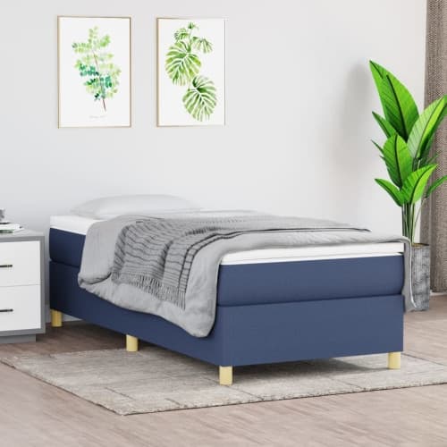 Ramsäng med madrass blå 90x200 cm tyg