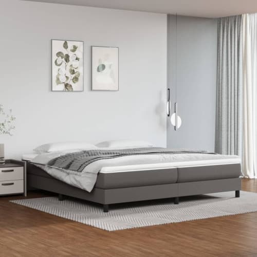 Sängram grå 200x200 cm konstläder