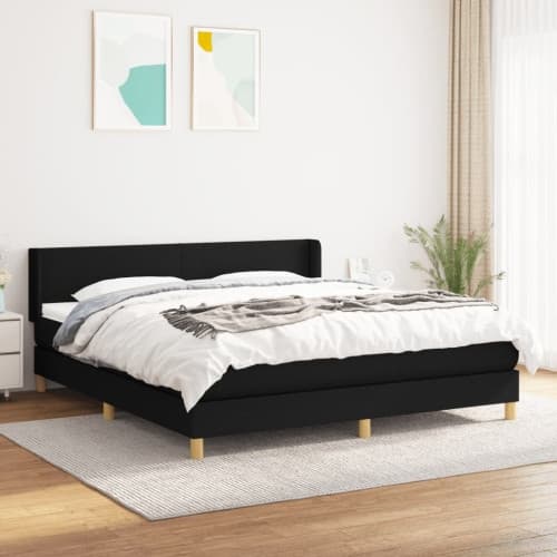 Ramsäng med madrass svart 180x200 cm tyg