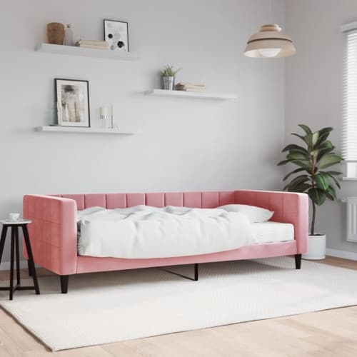 Dagbädd med madrass rosa 90x200 cm sammet