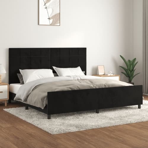 Sängram utan madrass svart 200x200 cm sammet