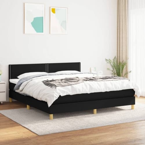 Ramsäng med madrass svart 180x200 cm tyg