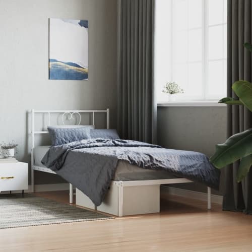 Sängram med huvudgavel metall vit 80x200 cm