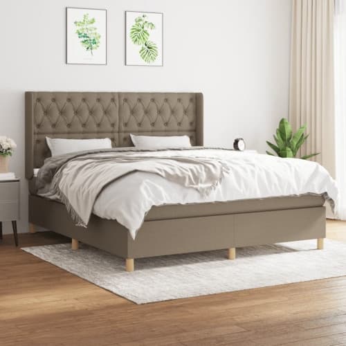 Ramsäng med madrass taupe 160x200 cm tyg
