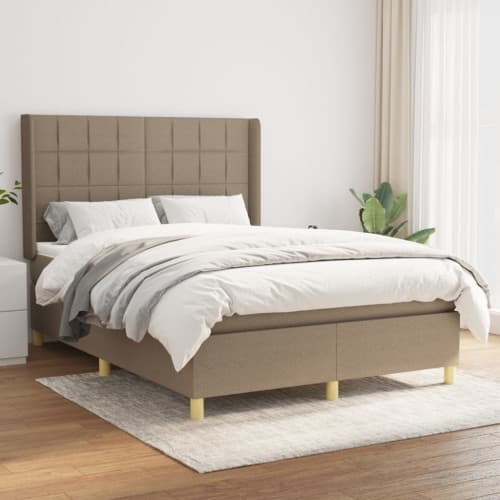 Ramsäng med madrass taupe 140x200 cm tyg