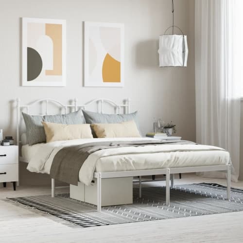 Sängram med huvudgavel metall vit 140x190 cm