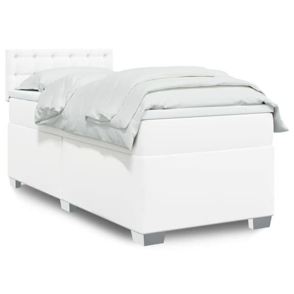 Ramsäng med madrass vit 90x200 cm konstläder