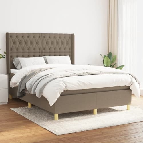 Ramsäng med madrass taupe 140x200 cm tyg