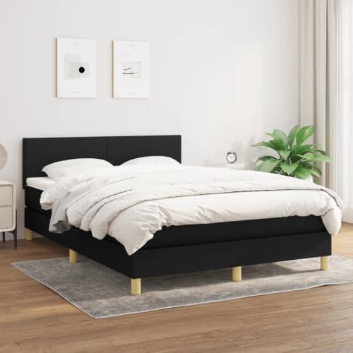 Ramsäng med madrass svart 140x200 cm tyg