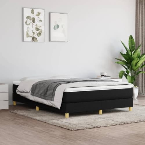 Ramsäng med madrass svart 140x190 cm tyg