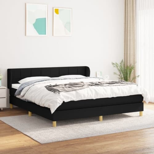 Ramsäng med madrass svart 180x200 cm tyg