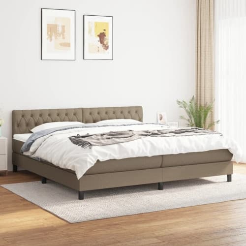 Ramsäng med madrass taupe 200x200 cm tyg