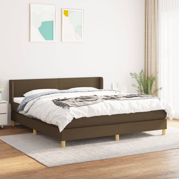 Ramsäng med madrass mörkbrun 180x200 cm tyg