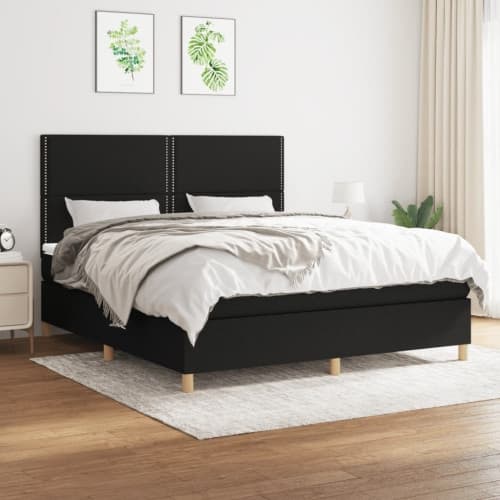 Ramsäng med madrass svart 180x200 cm tyg