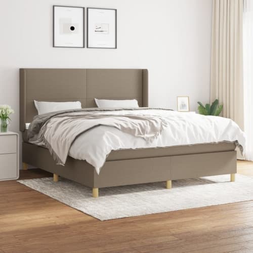Ramsäng med madrass taupe 160x200 cm tyg