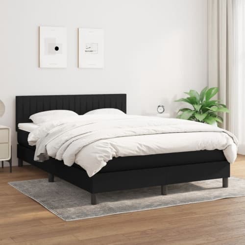 Ramsäng med madrass svart 140x200 cm tyg