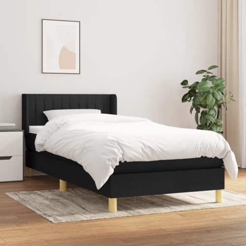 Ramsäng med madrass svart 90x190 cm tyg