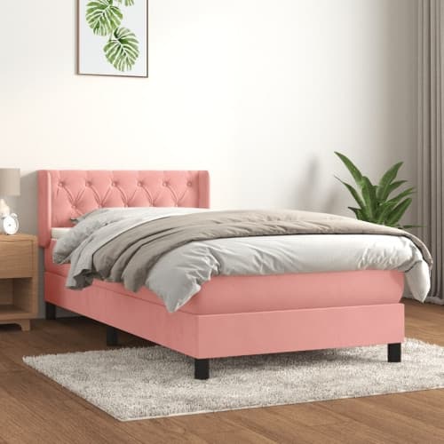 Ramsäng med madrass rosa 80x200 cm sammet