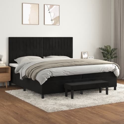 Ramsäng med madrass svart 200x200 cm sammet