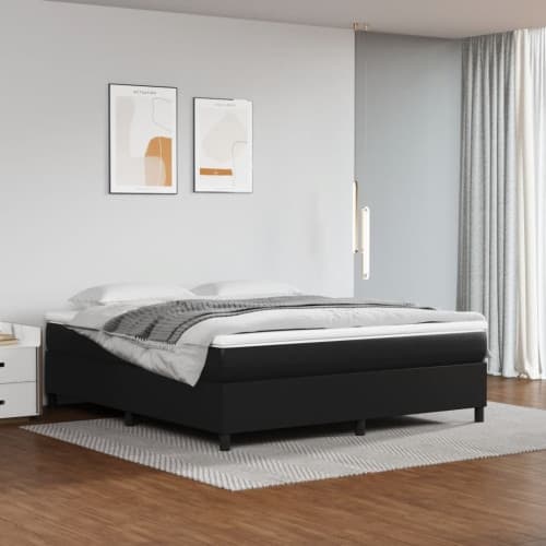 Ramsäng med madrass svart 180x200 cm konstläder