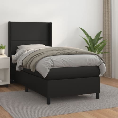 Ramsäng med madrass svart 80x200 cm konstläder