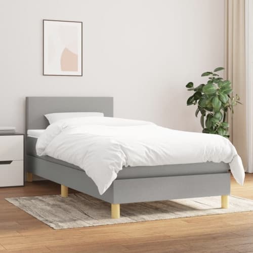 Ramsäng med madrass ljusgrå 100x200 cm tyg