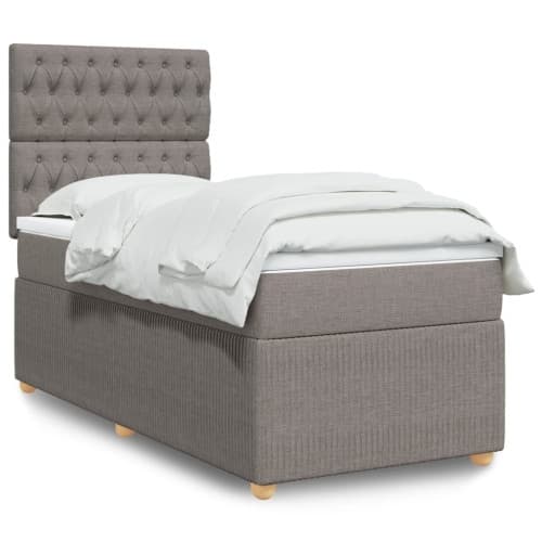 Ramsäng med madrass taupe 90x190 cm tyg