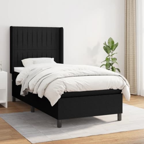 Ramsäng med madrass svart 90x190 cm tyg